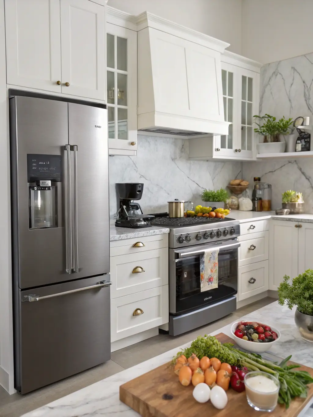 A modern kitchen with stainless steel appliances, granite countertops, and custom cabinetry, showcasing a recent kitchen renovation project by Renovate In Florida.