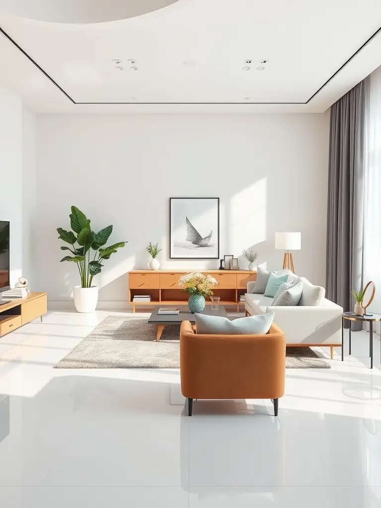 A spacious living room with new flooring, updated lighting, and fresh paint, demonstrating a full home renovation project managed by Renovate In Florida.